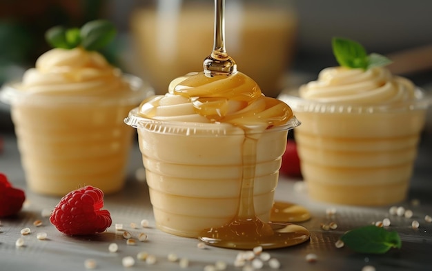 Drizzled Honey Sweetening Creamy Dessert Cups