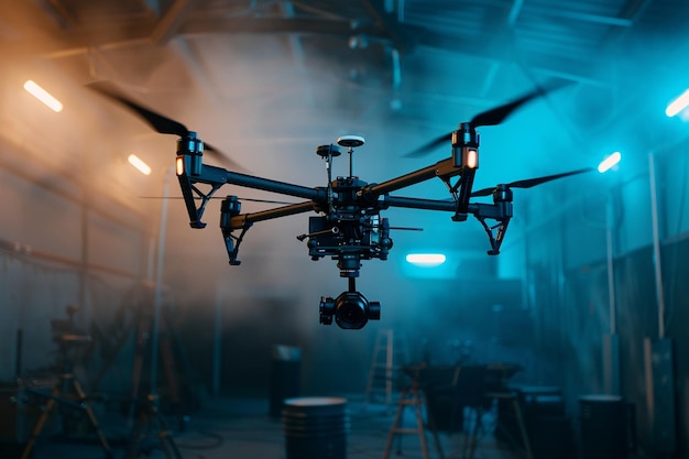 A drone capturing cinematic shots for film and vid generative ai