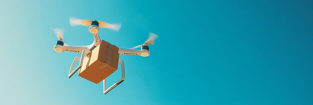 Photo drone delivery service fast and efficient shipping a drone flying in the sky with a package