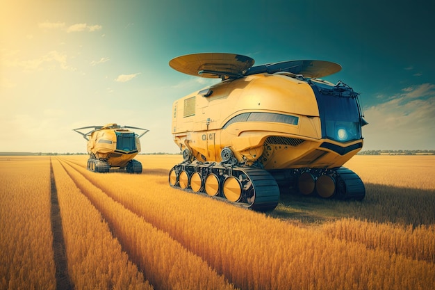 Drone equipped driverless combine harvesters Smart farming with the Internet of Things