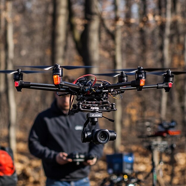 Drone equipped with a camera capturing aerial footage1