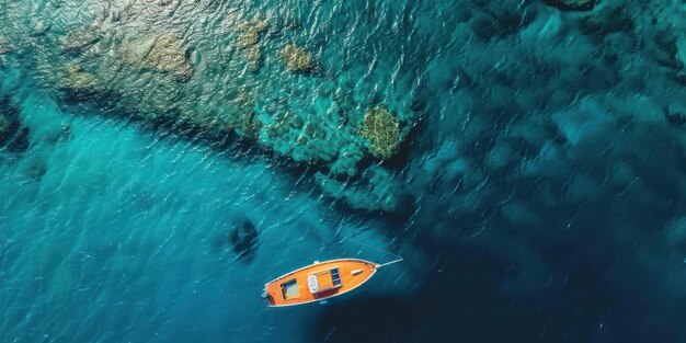 Photo drone footage of beautiful sea and boat