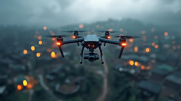 Drone helping to evacuate people from a dangerous situation using voice commands