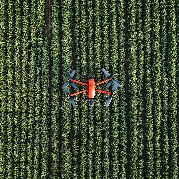 Photo a drone is flying over a field of corn