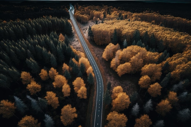 Drone photos of a plain and a woodland with a road