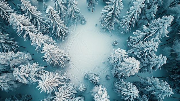 Drone Shot Of A SnowCovered Forest Wallpaper