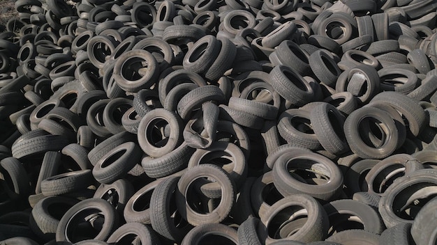 Drone video of a massive dump of car tires