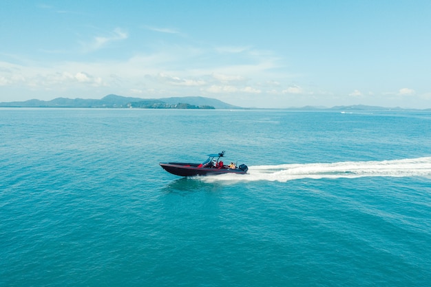 Drone view of a boat