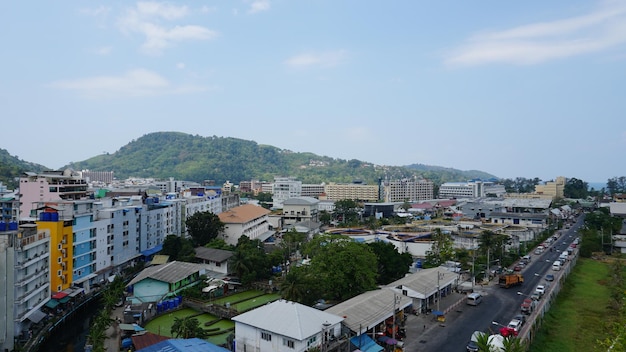 Drone view of the city of Patong Phuket island