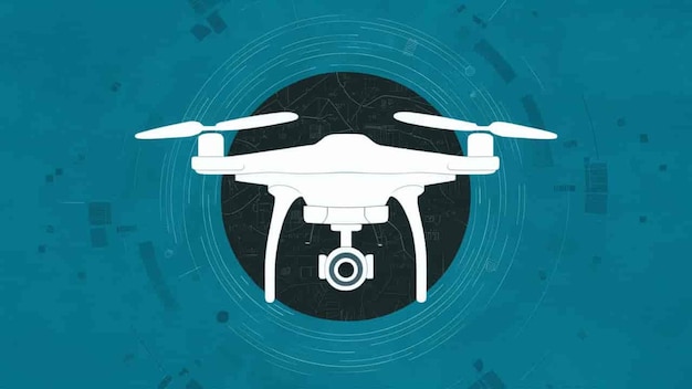 Photo a drone with a blue background and a black circle with a blue background