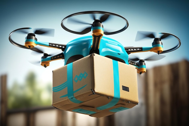 A drone with a box that says'b9'on it