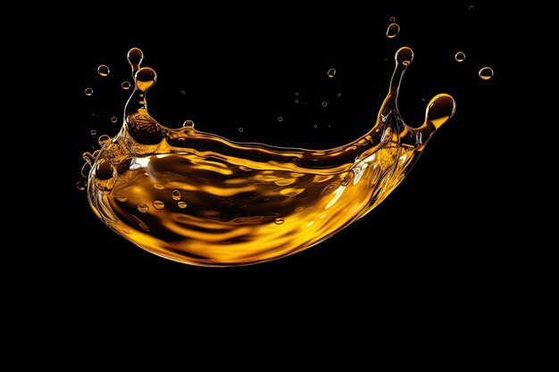 Drop of Cooking Oil with Air Bubbles on Black Background