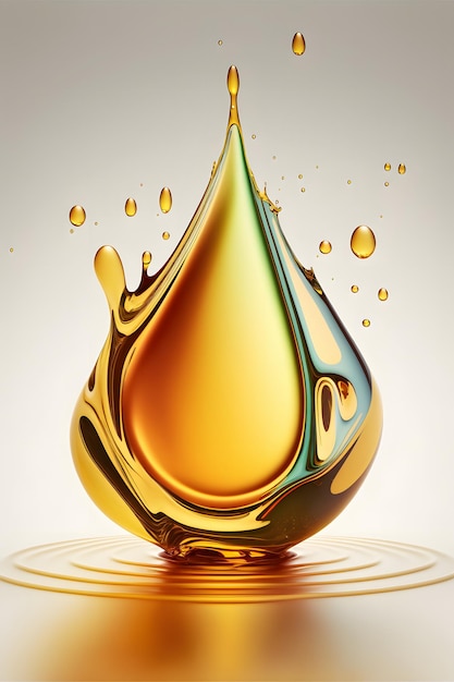 Drop of oil Shine yellow Cosmetic oil or Cosmetic Essence Liquid drop Fresh engine oil liquid eco nature 3d render