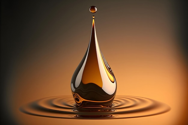 Drop of oil Shine yellow Cosmetic oil or Cosmetic Essence Liquid drop Fresh engine oil liquid eco nature 3d render