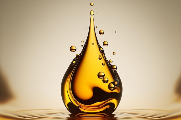 Drop of oil Shine yellow Cosmetic oil or Cosmetic Essence Liquid drop Fresh engine oil liquid eco nature 3d render