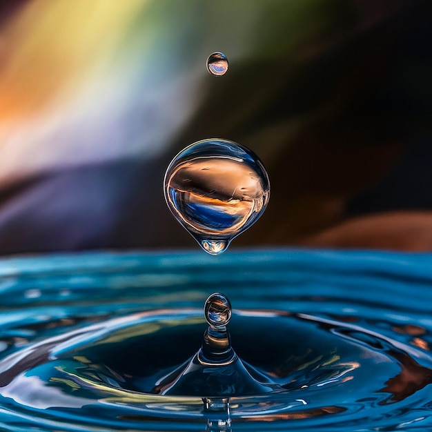 a drop of water is being poured into a water drop