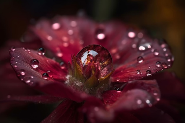 A drop of water is on a flower