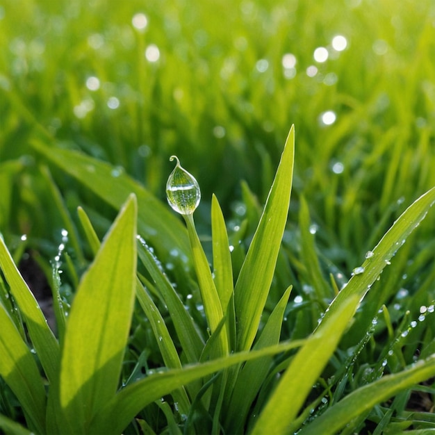 Photo a drop of water is on the grass