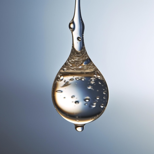 A drop of water is hanging in a droplet.