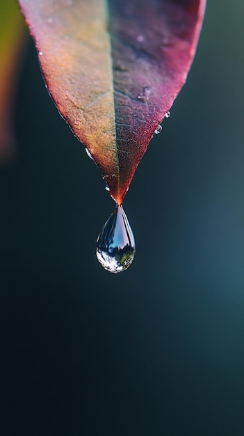 Photo a drop of water is shown on a leaf