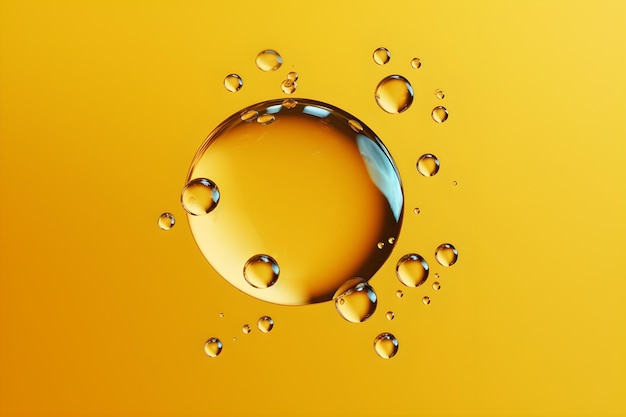 A drop of water is shown in a yellow background.