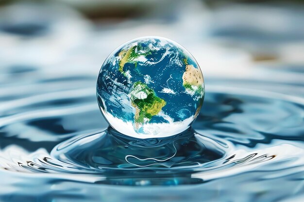 drop of water in the shape of the planet earth AI generated