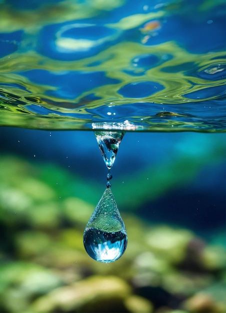 a drop of water that is falling off a leaf