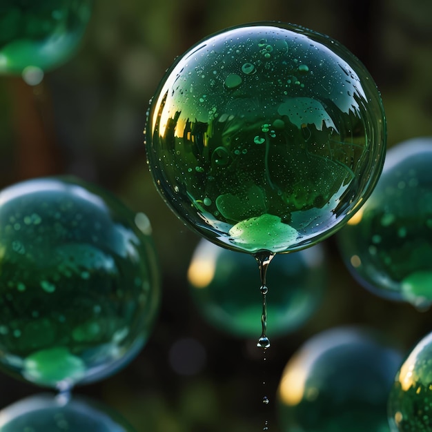 Photo a drop of water that is on a water drop