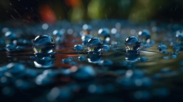 Droplet Dance water droplets dancing on the surface of a pond Generative Ai