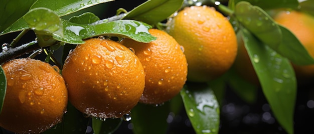 DropletDazzled Harvest Clementines Shine on DewAdorned Tree