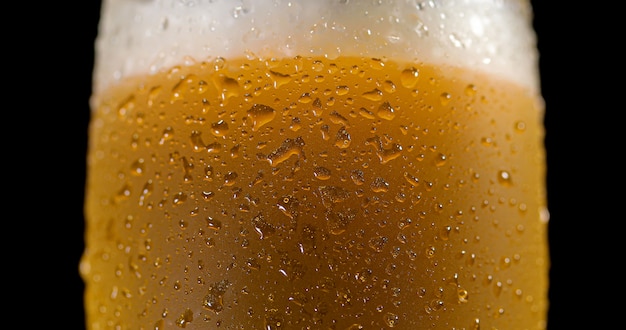 Droplets on freshly poured beer detail macro delicious unfocused