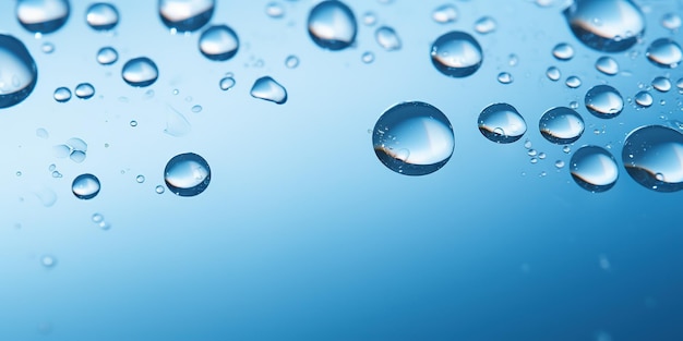 Droplets of water over a clean blue background