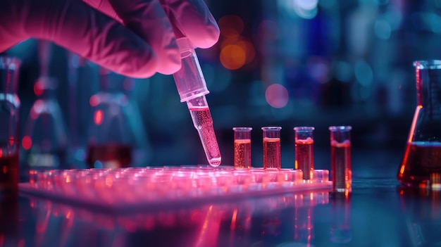 Dropping Liquid into Test Tubes in a Laboratory