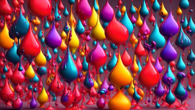 Photo drops of bright colorful ink background 3d wallpaper