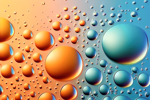 Drops of colorful paint abstraction 3d illustration Generative AI