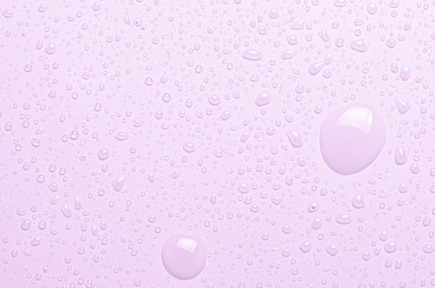 Drops of micellar water or cosmetic tonic on a pink background Closeup macro photography