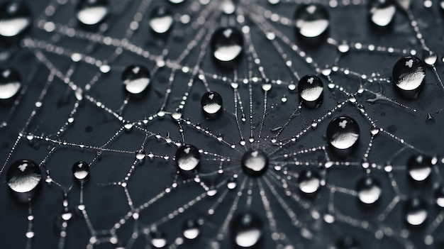 Drops In spider web HD 8K wallpaper Stock Photographic image Generative Ai