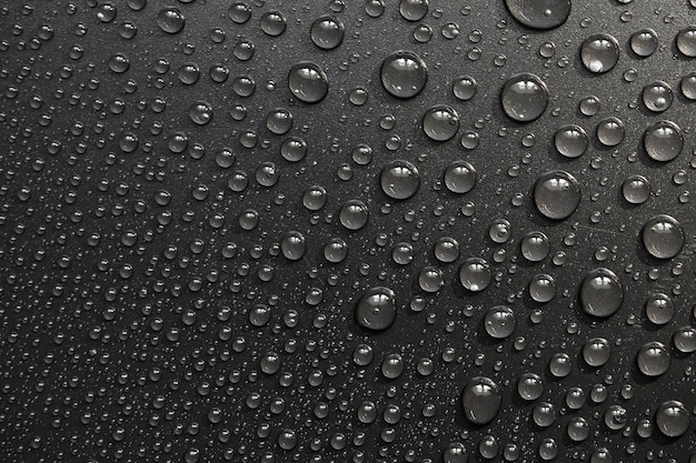 Drops of water on a black background. Macro photo texture drops.