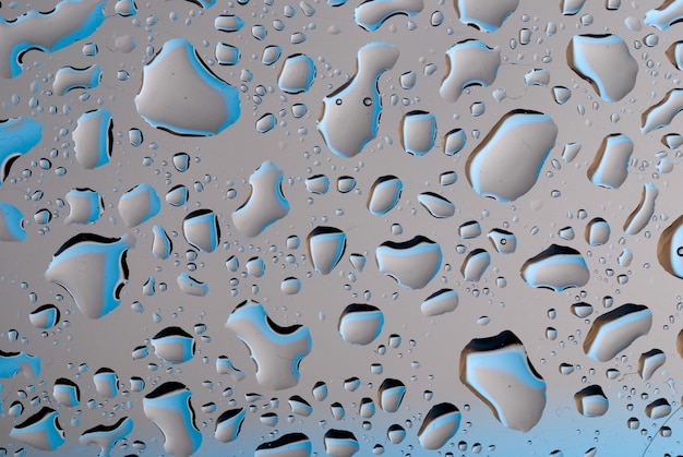 Drops of water of the different form close up