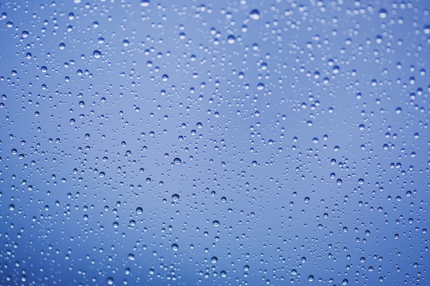 Drops of water on glass close up