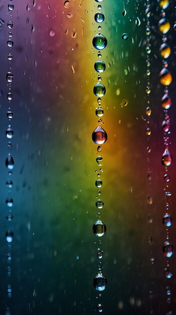 Drops of water on a glass Colorful rain abstract reflection droplets dew background wallpaper