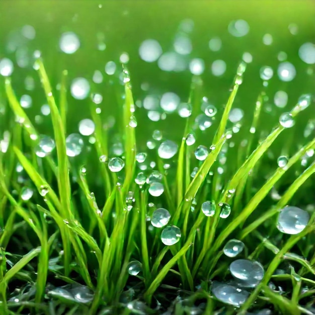 drops of water on the grass in the rain