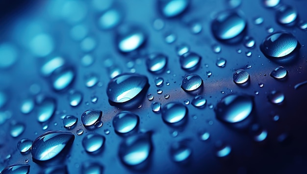 Drops of water or rain on the mirror of a car driving in the rain Blurred background