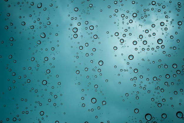 Drops of water on the windshield of the car in heavy rain water drop backgrond