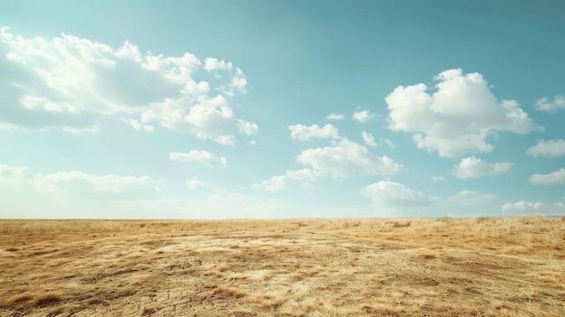 Photo drought land against a blue sky with clouds drought land against a blue sky with clouds