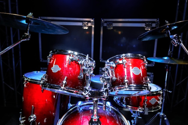 Drum kit on the stage before the concert