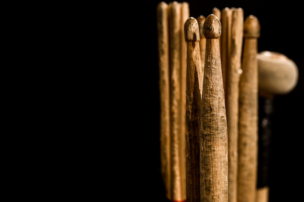 drum sticks for drums, black background