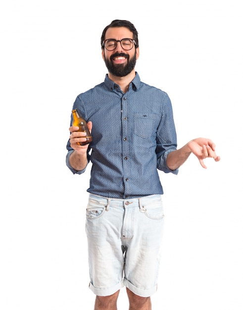 Drunk person drinking beer 