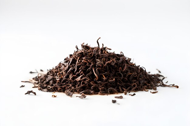 Dry black tea isolated on white background with copy space AI generated