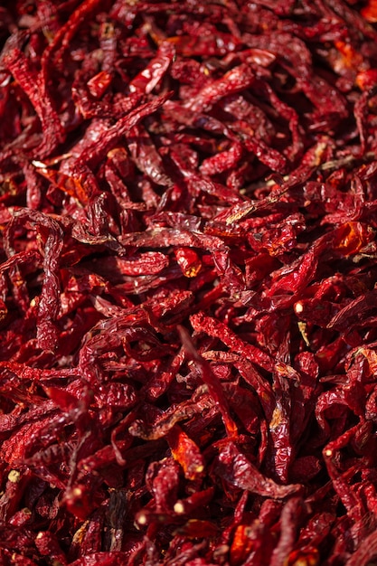 Dry chili pepper spice close up pattern